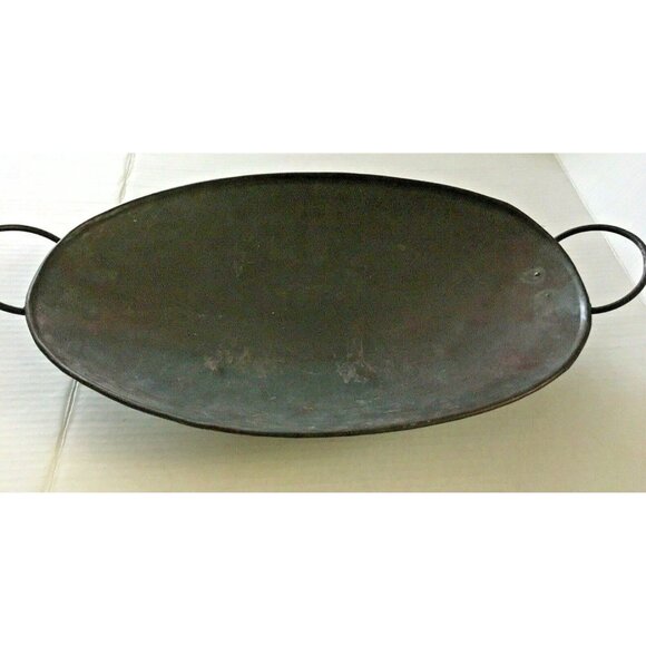 VTG Large Black Metal Display Tray Rustic Home Decor Country Style Hammer 17*11" - Picture 1 of 6